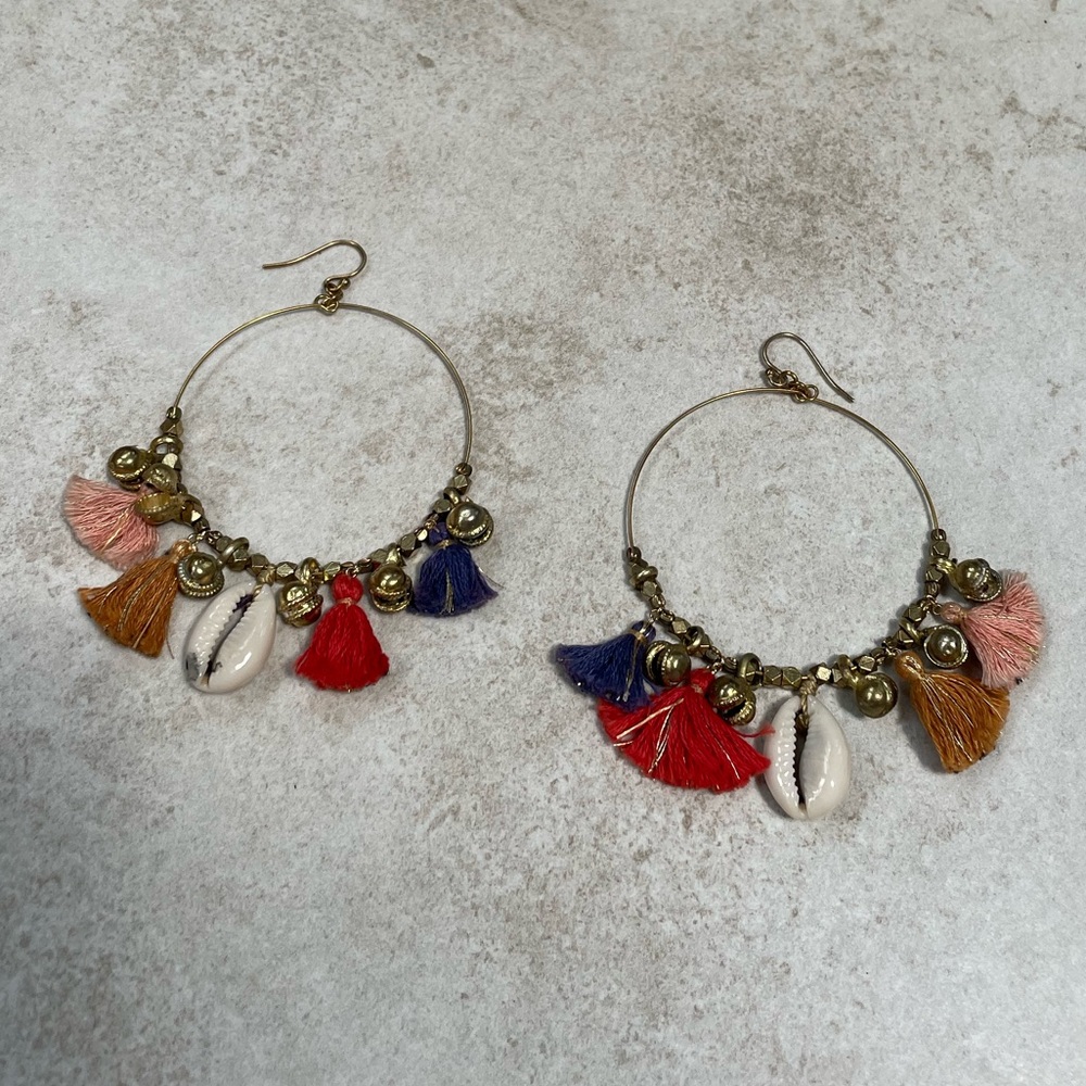Chan Luu Large Multi Mix & Shell Hoop Earrings